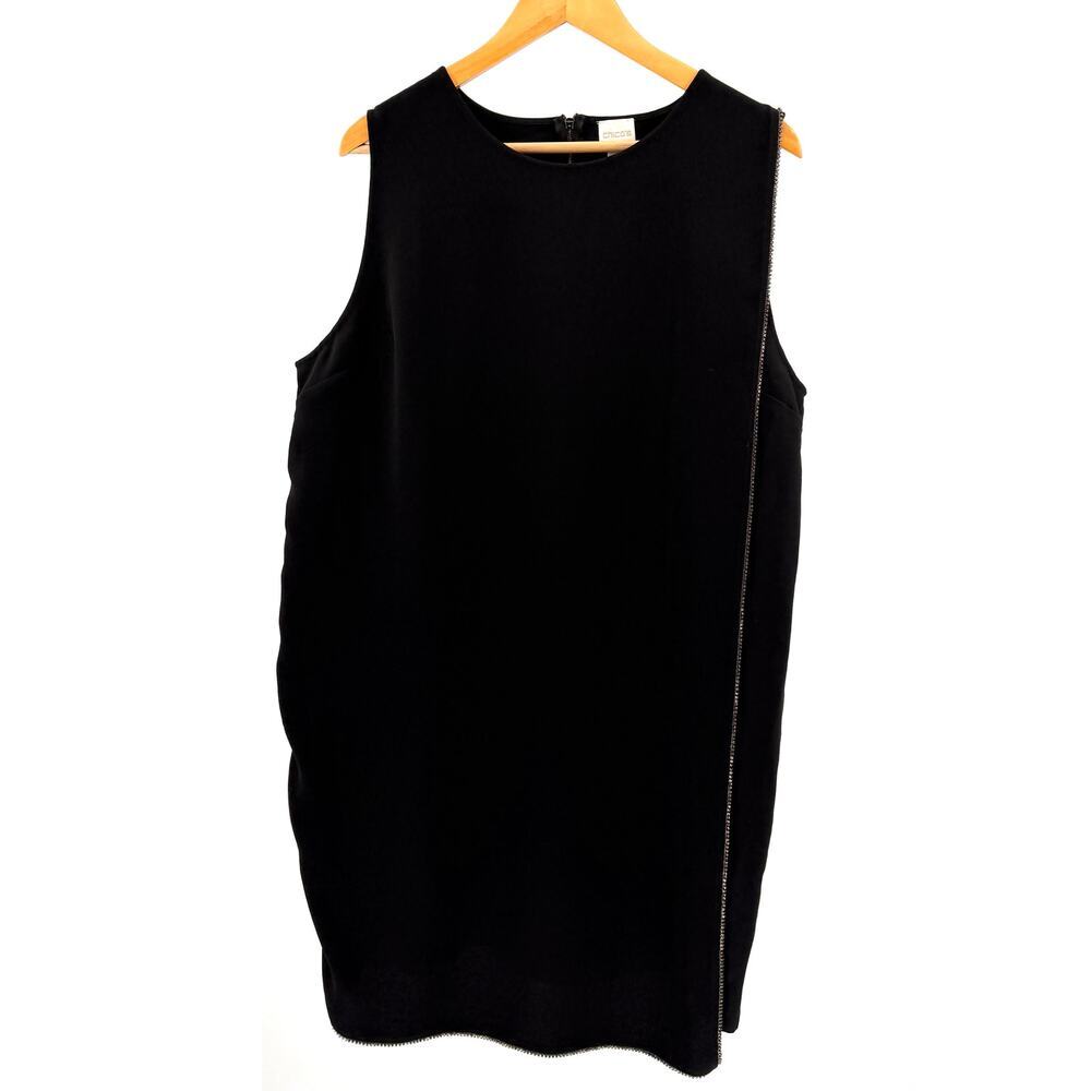 Chico's Black Minimalist Rhinestone Trim Cocktail Shift Dress